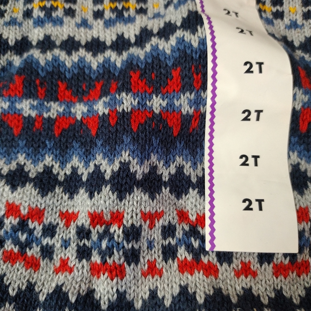 NWT Cat & Jack Fair Isle Knit Kid's Sweater Size 2T Blue - Picture 3 of 4
